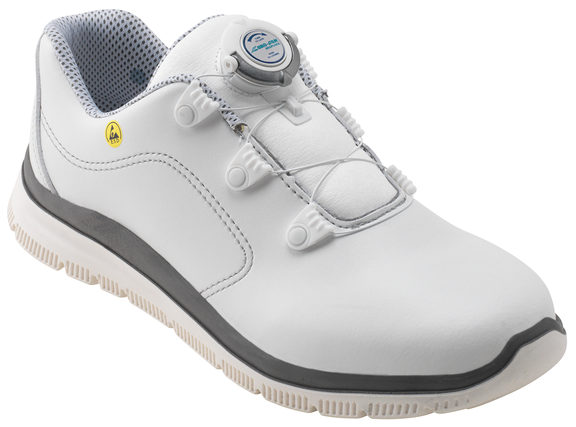 Dynamic ESD (Antistatisk) sko med stålwire lukning "Snaplock" og ankelpolstring Hvid 36
