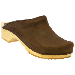 Trsko med 100 procent trsl, Model Albrethsen, uden kappe, polstret vrist, sort/brun nubuck lder