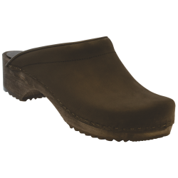 Trsko med 100 procent trsl, Model Albrethsen, uden kappe, polstret vrist, sort/brun nubuck lder