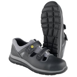 Dynamic ESD (Antistatisk)  sko med velcro, overdel i microfiber med ankelpostring og perforering, sort eller hvid